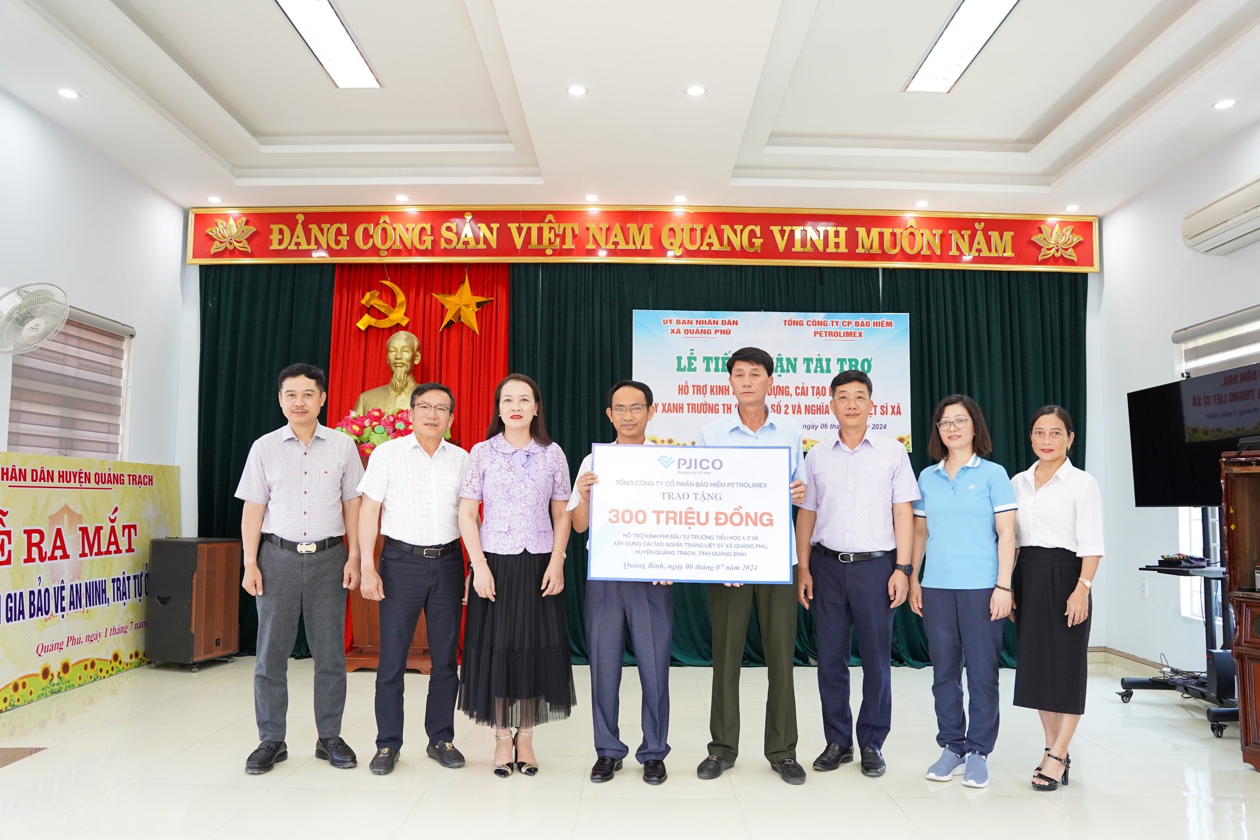 PJICO hỗ trợ kinh phí xây dựng 2 trường tiểu học và cải tạo nghĩa trang liệt sỹ tại tỉnh Quảng Bình