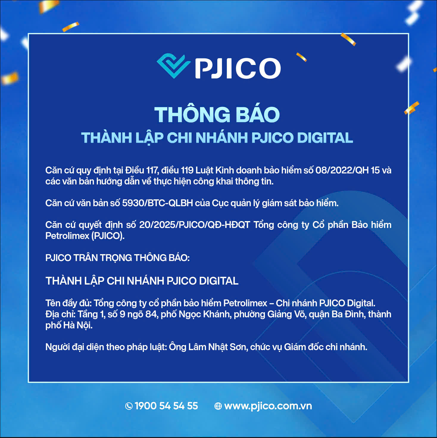 Bảo hiểm PJICO thành lập chi nhánh PJICO Digital