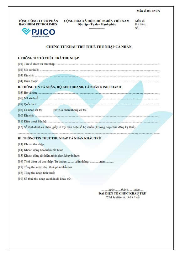 chứng từ khấu trừ thuế TNCN