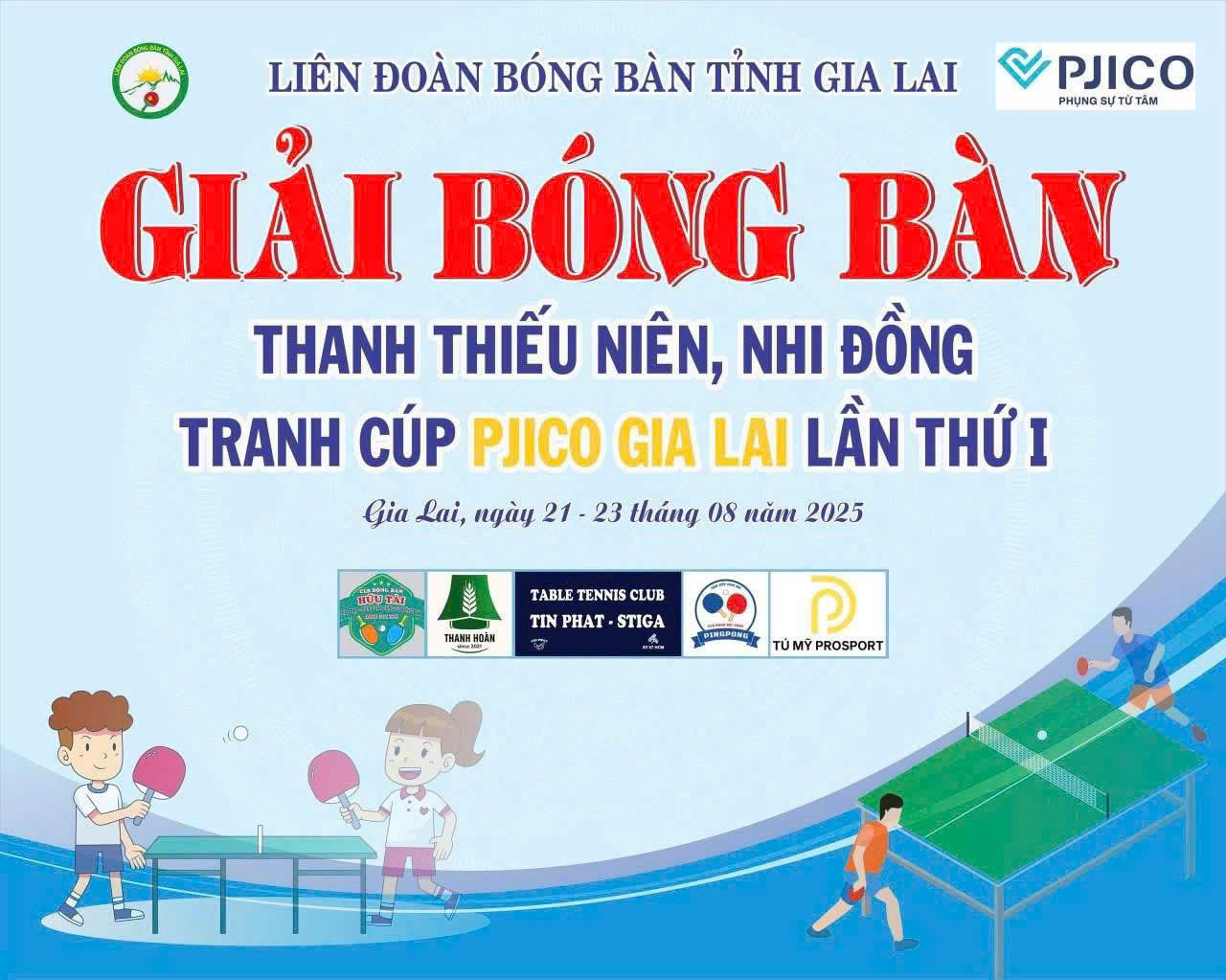 PJICO Gia Lai đồng hành cùng giải bóng bàn thanh thiếu niên, nhi đồng tranh cúp PJICO Gia Lai lần thứ I – 2025